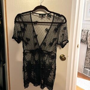 Black lace Karen Kane top